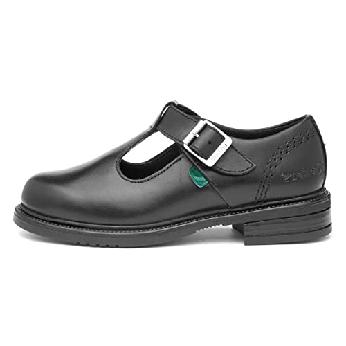 Junior Girls Kickers Lach T-Bar Leather Shoes in Black von Kickers