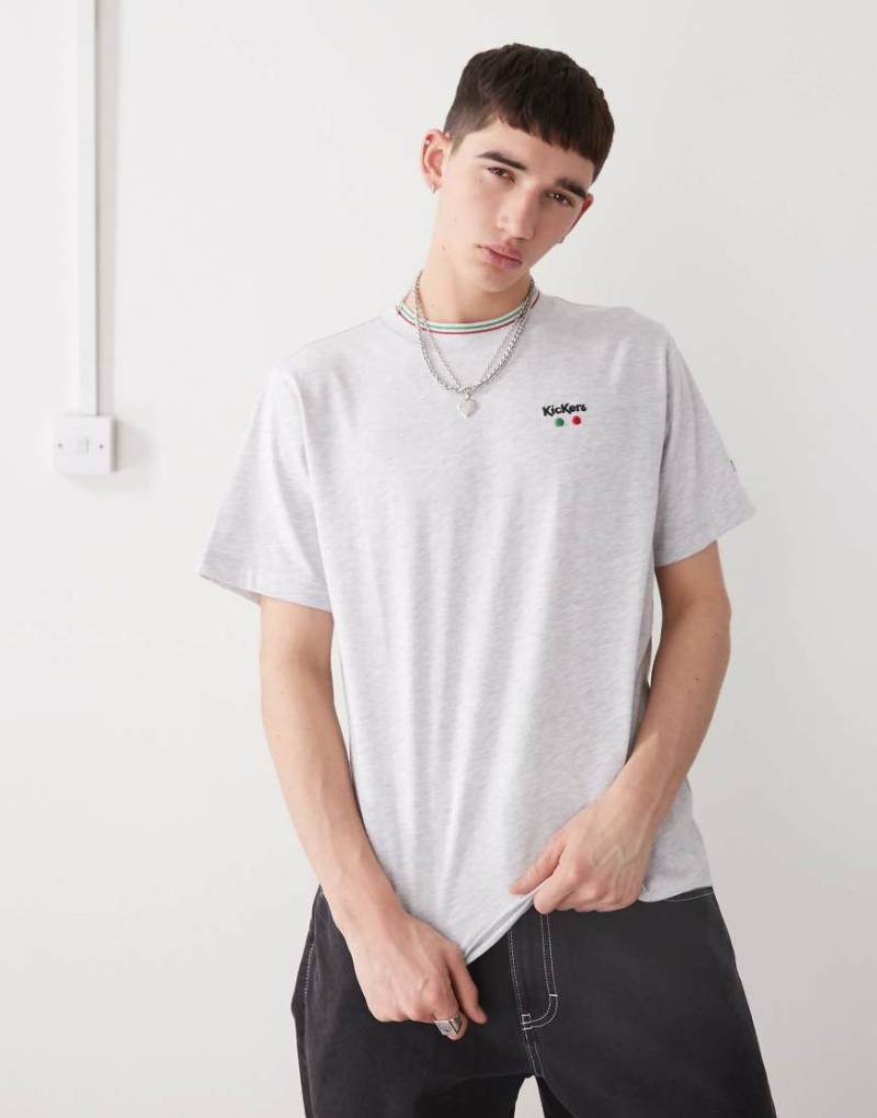 Kickers - Oversize-T-Shirt in Hellgrau meliert mit „Kickers"-Schriftzug von Kickers