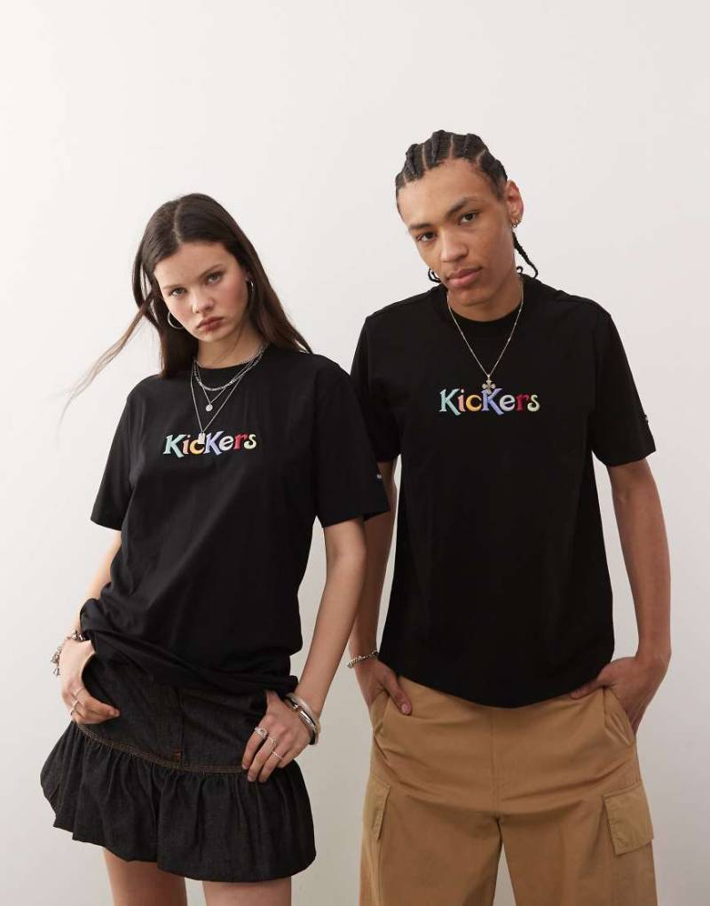 Kickers - Übergroßes Unisex-T-Shirt in Schwarz mit Grafik von Kickers
