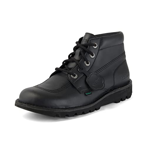 Kickers Unisex-Stiefeletten aus Leder, Alternative Kick Hi Classic, pflanzliches Material, extra bequem, zusätzliche Haltbarkeit, Premium-Qualität, Veganes Schwarz, 45 EU von Kickers