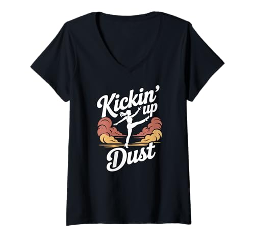 Damen Kickin Up Dust Mutige Abenteuerbegeisterung T-Shirt mit V-Ausschnitt Damen Kickin Up Dust Mutige Abenteuerbegeisterung T-Shirt mit V-Ausschnitt von Kickin Up Dust Energetic Adventure Spirit