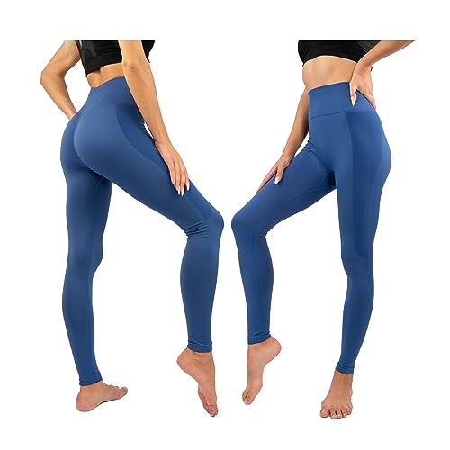 Kicura - Damen Yoga und Gym Fitness Leggings Styles - Ideal für Freizeit Laufen und Sport, Größe:L, Farbe:Königsblau von Kicura
