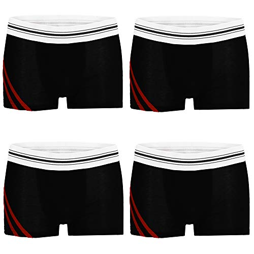 Kids Fashion Lounge - Jungen Boxershorts - aus 95% Baumwolle. Schwarze Boxer für Jungs im coolen schlichten Streife Design (134/140 - Rote Streifen) von Kid's Fashion Lounge