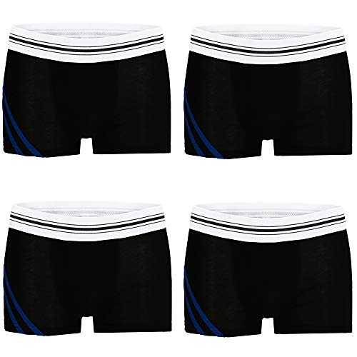 Kids Fashion Lounge - Jungen Boxershorts - aus 95% Baumwolle. Schwarze Boxer für Jungs im coolen schlichten Streife Design (134/40 - Blaue Streifen) von Kid's Fashion Lounge