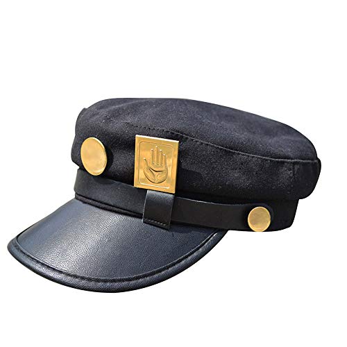 KidAc Herren Baseball Cap Jojos Bizarre Abenteuer-Comics Kujo Jotaro Cosplay Requisiten Hut Goldenen Abzeichen PU Hut Rand Schwarzen Hut KidAc Herren Baseball Cap Jojos Bizarre Abenteuer-Comics Kujo Jotaro Cosplay Requisiten Hut Goldenen Abzeichen PU Hut Rand Schwarzen Hut von KidAc