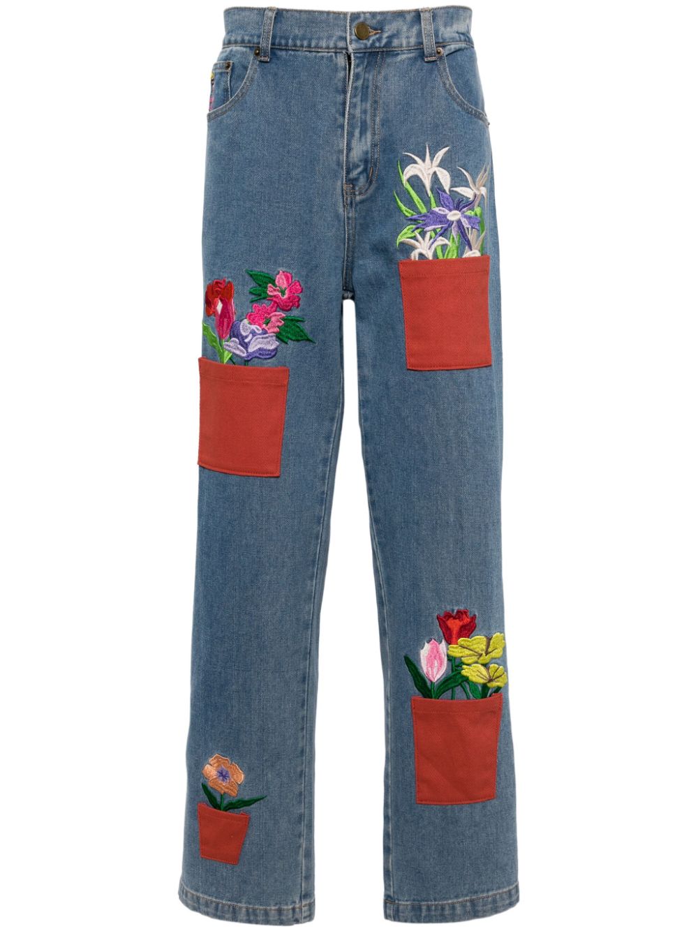 KidSuper Flower Pots straight-leg jeans - Blau von KidSuper