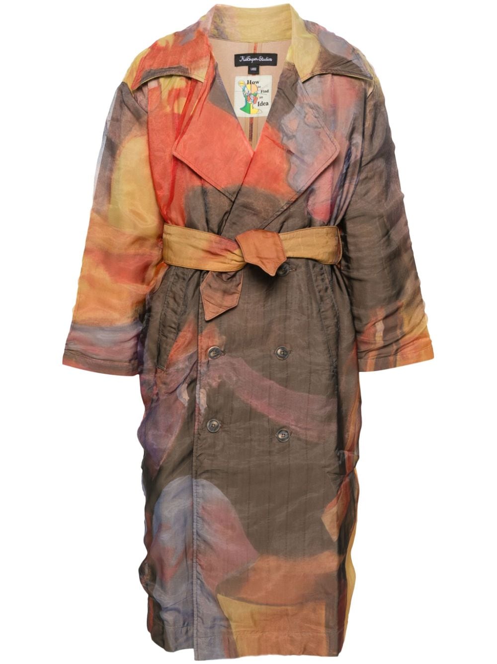 KidSuper abstract-print trench coat - Braun von KidSuper