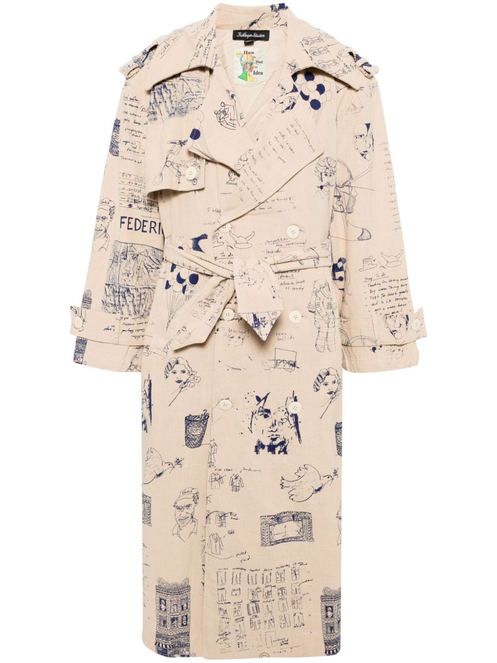 KidSuper Trenchcoat mit Zeichnungs-Print - Nude von KidSuper