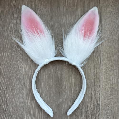 Kiddale Hasenohren-Haarband, weißes Oster-Hasenohren-Haarband, pelzige Hasenohren, Haarreif für Halloween, Party, Cosplay, Plüsch, Kaninchen-Kostüm-Zubehör Kiddale Hasenohren-Haarband, weißes Oster-Hasenohren-Haarband, pelzige Hasenohren, Haarreif für Halloween, Party, Cosplay, Plüsch, Kaninchen-Kostüm-Zubehör von Kiddale