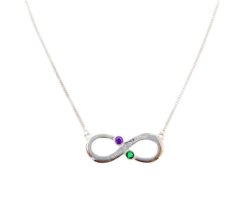 925 Silber Infinity Halskette Mit 2 Namen Graviert von KiddiMedia