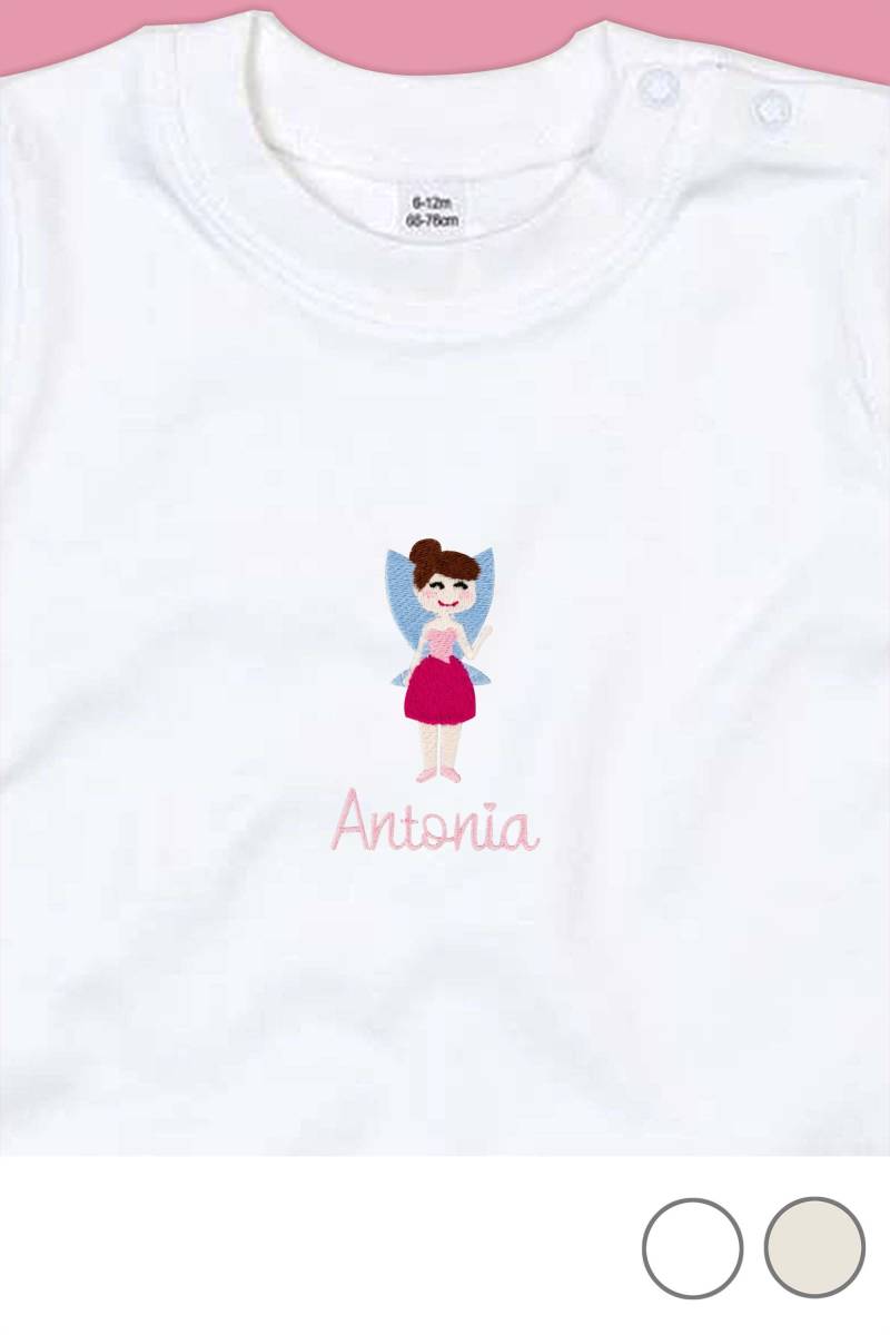 Baby T-Shirt Aus Veganer Bio-Baumwolle Bestickt Mit Fee Und Wunschtext von KiddiezDE