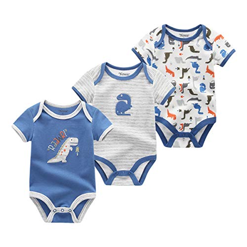 Kiddiezoom Baby Baumwolle Bodysuits 3er Pack Kurzarm Bodysuit Bio Onesies von Kiddiezoom