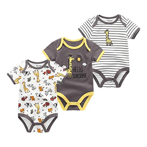 Kiddiezoom Baby Baumwolle Bodysuits 3er Pack Kurzarm Bodysuit Bio Onesies von Kiddiezoom