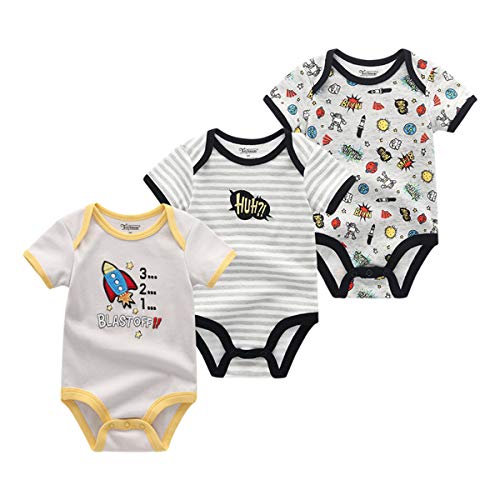 Kiddiezoom Baby Baumwolle Bodysuits 3er Pack Kurzarm Bodysuit Bio Onesies von Kiddiezoom