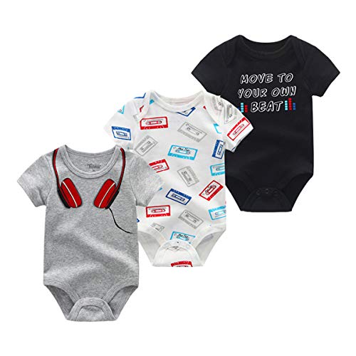 Kiddiezoom Baby Baumwolle Bodysuits 3er Pack Kurzarm Bodysuit Bio Onesies von Kiddiezoom