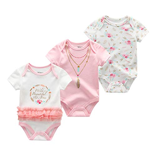 Kiddiezoom Baby Baumwolle Bodysuits 3er Pack Kurzarm Bodysuit Bio Onesies von Kiddiezoom