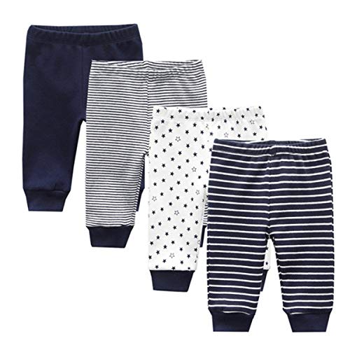 Kiddiezoom Baby-Body, Hose, Kleinkinder-Einteiler, Bekleidungs-Sets für Jungen und Mädchen aus Baumwolle, Mützen, Kratzfäustlinge Gr. 56, 4er-Pack Hose_2 von Kiddiezoom