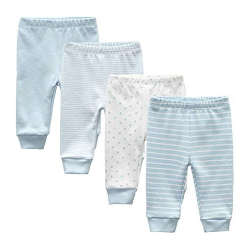 Kiddiezoom Baby-Body, Hose, Kleinkinder-Einteiler, Bekleidungs-Sets für Jungen und Mädchen aus Baumwolle, Mützen, Kratzfäustlinge Gr. 56, 4er-Pack Hose_3 von Kiddiezoom