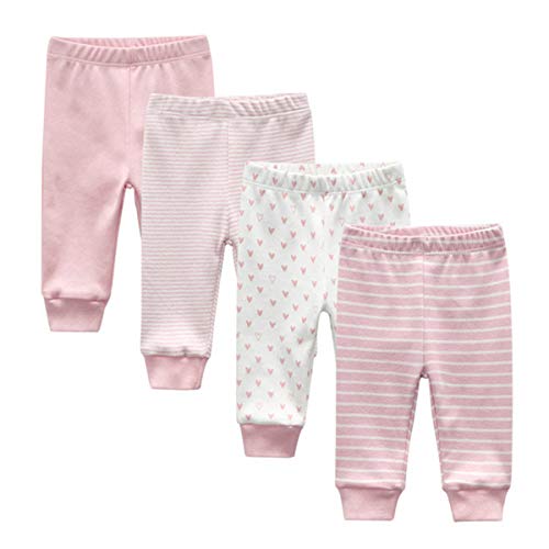 Kiddiezoom Baby-Body, Hose, Kleinkinder-Einteiler, Bekleidungs-Sets für Jungen und Mädchen aus Baumwolle, Mützen, Kratzfäustlinge Gr. 56, 4er-Pack Hosen_1 von Kiddiezoom