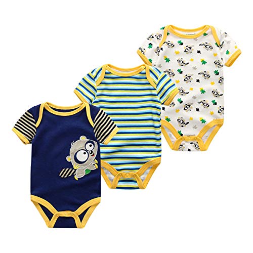 Kiddiezoom Baby Boys Kurzarm Bodysuit Bio Onesies 3er Pack von Kiddiezoom