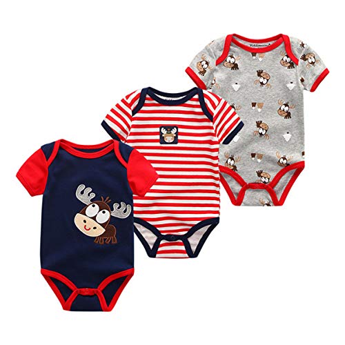 Kiddiezoom Baby Boys Kurzarm Bodysuit Bio Onesies 3er Pack von Kiddiezoom