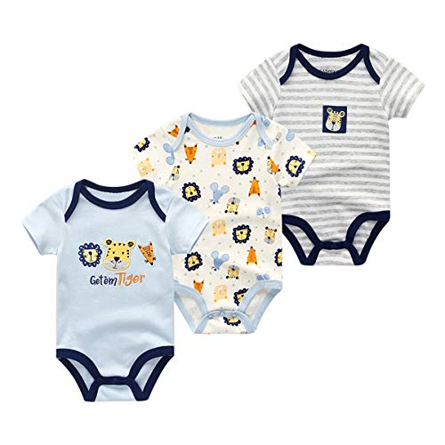 Kiddiezoom Baby Boys Kurzarm Bodysuit Bio Onesies 3er Pack von Kiddiezoom