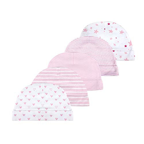 Kiddiezoom Mütze für Babys, Jungen, Mädchen, weiche Baumwolle 5er-Pack Pinke Hüte, M von Kiddiezoom