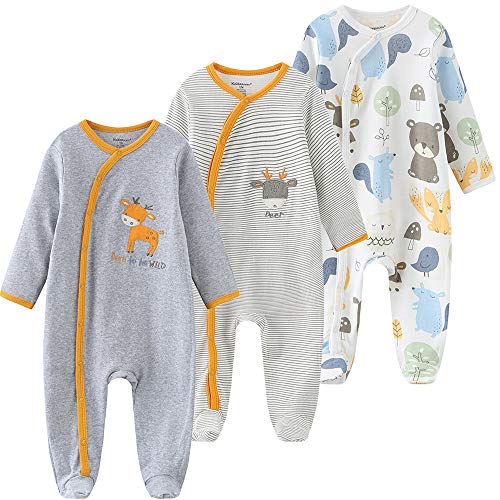 Kiddiezoom Baby-Jungen Mädchen Schlafstrampler, 3er Pack von Kiddiezoom