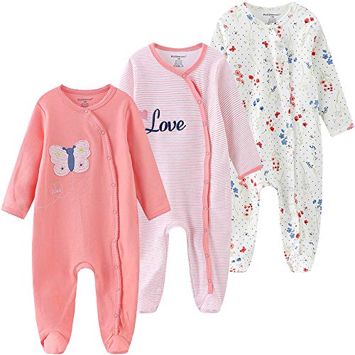 Kiddiezoom Baby-Jungen Mädchen Schlafstrampler, 3er Pack von Kiddiezoom