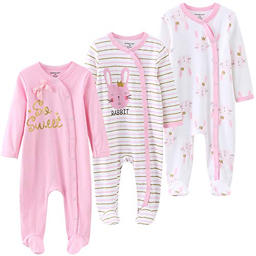 Kiddiezoom Baby-Jungen Mädchen Schlafstrampler, 3er Pack von Kiddiezoom