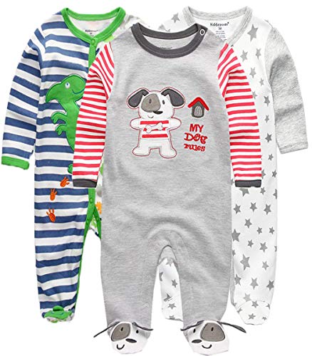 Kiddiezoom Baby-Jungen Mädchen Schlafstrampler, 3er Pack von Kiddiezoom