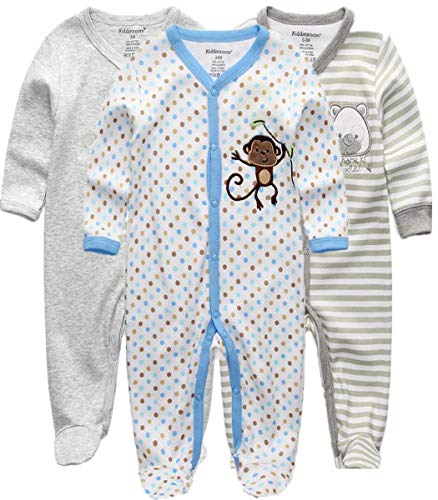 Kiddiezoom Baby-Jungen Mädchen Schlafstrampler, 3er Pack von Kiddiezoom