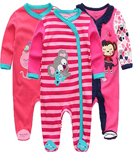 Kiddiezoom Baby-Jungen Mädchen Schlafstrampler, 3er Pack von Kiddiezoom