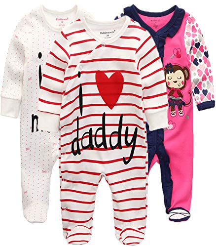 Kiddiezoom Baby-Jungen Mädchen Schlafstrampler, 3er Pack,0-3 Monate von Kiddiezoom