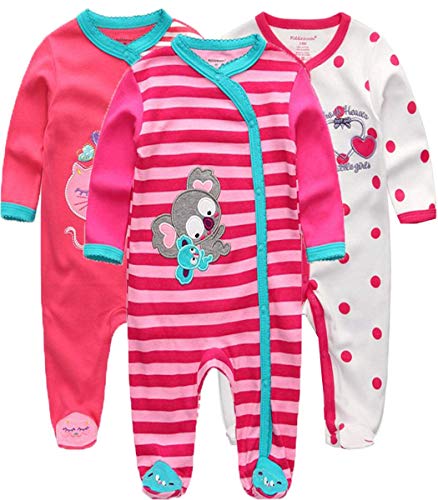 Kiddiezoom Baby-Jungen Mädchen Schlafstrampler, 3er Pack von Kiddiezoom