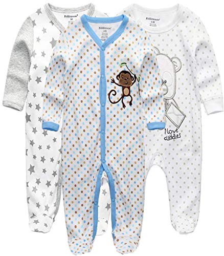 Kiddiezoom Baby-Jungen Mädchen Schlafstrampler, 3er Pack von Kiddiezoom