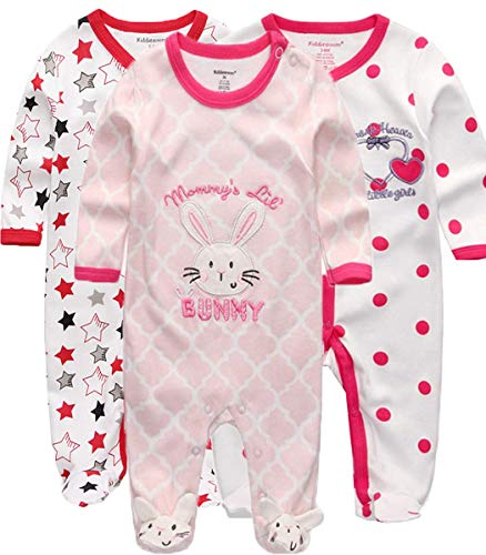 Kiddiezoom Baby-Jungen Mädchen Schlafstrampler, 3er Pack von Kiddiezoom