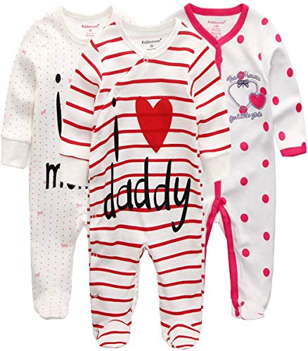 Kiddiezoom Baby-Jungen Mädchen Schlafstrampler, 3er Pack von Kiddiezoom