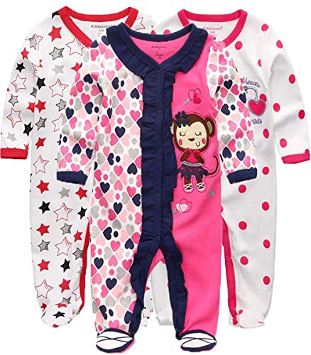 Kiddiezoom Baby-Jungen Mädchen Schlafstrampler, 3er Pack von Kiddiezoom