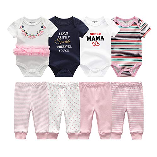 Kiddiezoom Baby Jungen und Mädchen Bekleidung mit Spruch 4er Set (kostenlose weiße Bodysuits) von Kiddiezoom