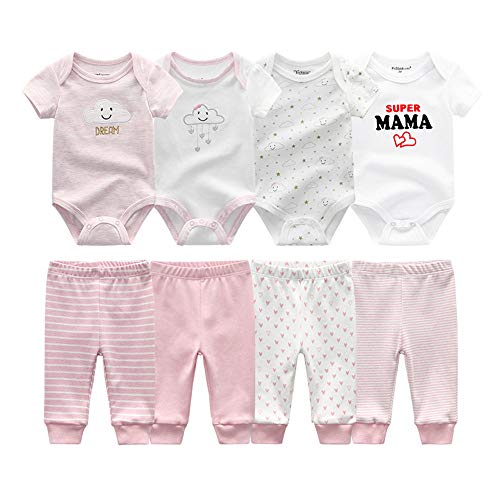 Kiddiezoom Baby Jungen und Mädchen Bekleidung mit Spruch 4er Set (kostenlose weiße Bodysuits) von Kiddiezoom