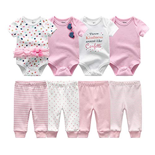 Kiddiezoom Baby Jungen und Mädchen Bekleidung mit Spruch 4er Set (kostenlose weiße Bodysuits) von Kiddiezoom