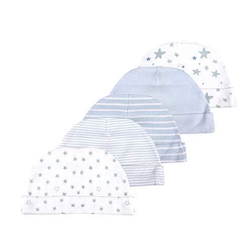 Kiddiezoom Mütze für Babys, Jungen, Mädchen, weiche Baumwolle 5er-Pack Blue Sky Hüte, M von Kiddiezoom