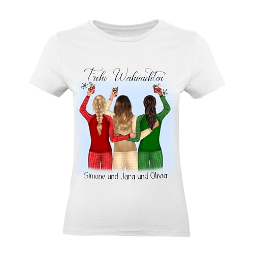 Kiddle-Design 3 Beste Freundinnen T-Shirt Weihnachten Personalisiert Beste Freundin mit Name Weihnachten Xmas Geschenk Freundinnengeschenk M von Kiddle-Design