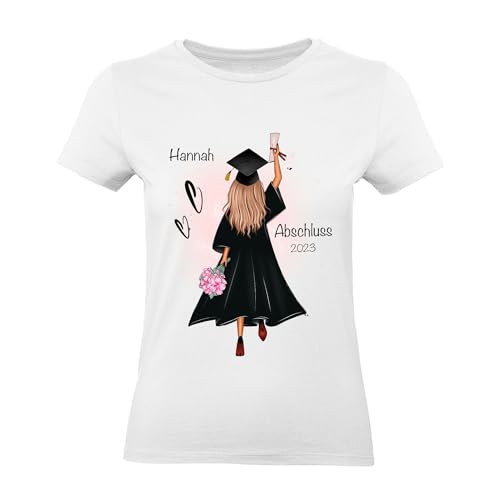 Kiddle-Design Bachelor Master Abitur 2023 T-Shirt Abschluss Geschenk Personalisiert Name Absolventin Doktor Frauen Damen Schulabschluss Abi L von Kiddle-Design