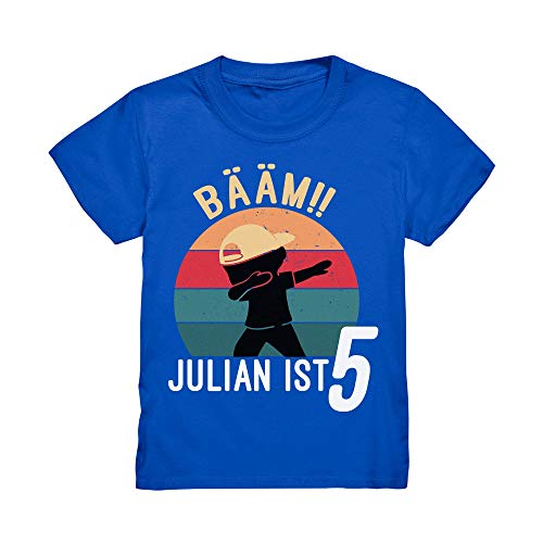 Kiddle-Design Bäääm! Dabbing Geburtstagsshirt mit Name Personalisiert T-Shirt 3 4 5 6 7 8 Geburtstag Jungen Jungs Kindergeburtstag Motto Outfit (Royal, 110/116 (5-6 J.)) von Kiddle-Design