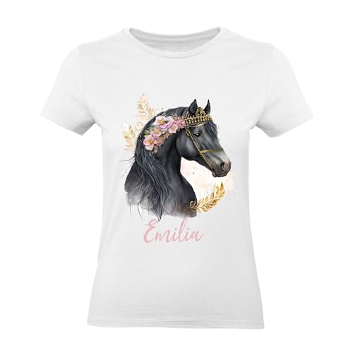 Kiddle-Design Pferde T-Shirt Personalisiert Mädchen Kinder Pony Pferdemädchen Geschenk Namensgeschenk mit Namen Pferdemotiv Reiten Reiterin XS von Kiddle-Design
