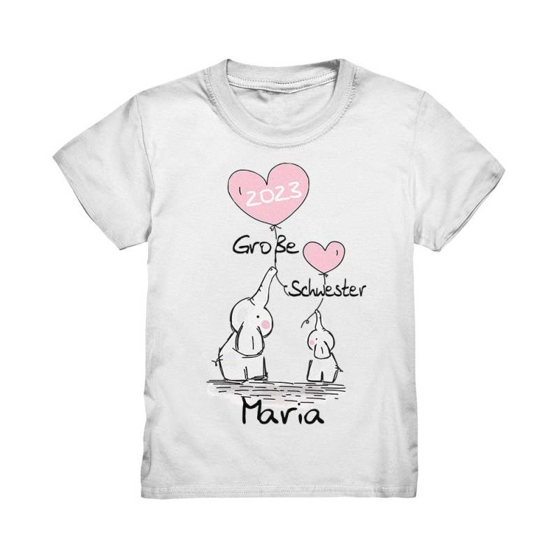 Große Schwester 2023 T-Shirt Personalisiert Elefanten Geschenk Geburt Babyparty Baby Shower Ankündigung Schwangerschaft Mit Namen von KiddleDesign