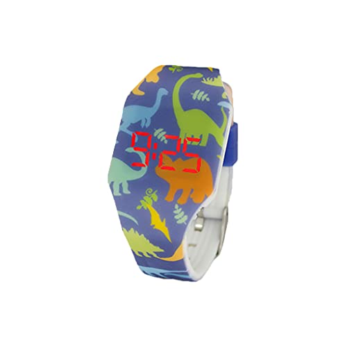 Kiddus Digital LED Uhr für Mädchen, Jungen. Soft Silikon Armbanduhr für Kinder und Erwachsene. Langlebige Japanische Batterie. Dinos von Kiddus