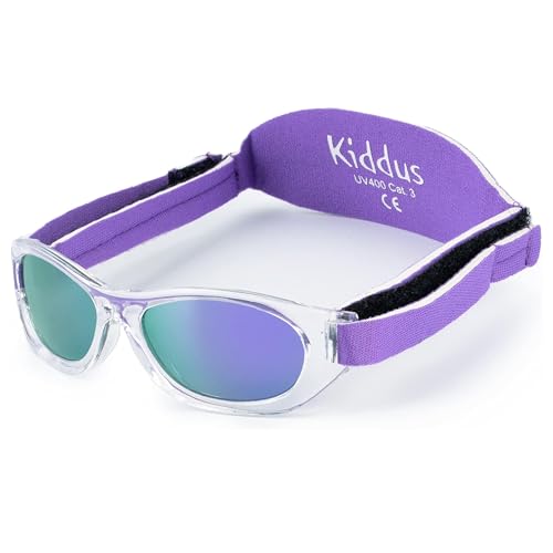 Kiddus Baby Sonnenbrille für Kleinkinder, Jungen und Mädchen, Ab 6 Monate bis 2 Jahre, 100% Sonnenfilterschutz UV400, Verstellbarer weicher Riemen, BPA-frei, Reisezubehor von Kiddus